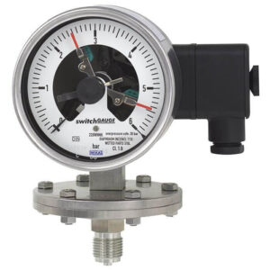 Diaphragm pressure gauge with switch contacts Models PGS43.100, PGS43.160
