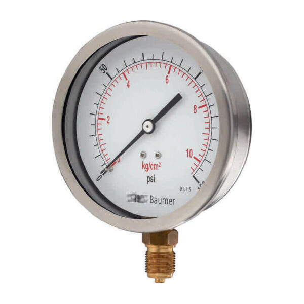 SS Case Brass Pressure Gauge Bourdon Type Model AT